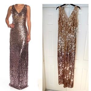 Nwt new rose gold full sequin gown MARINA prom wedding bridesmaid formal size 6